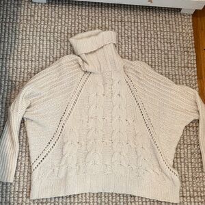Autumn Cashmere Cream Cable Knit Turtleneck Sweater